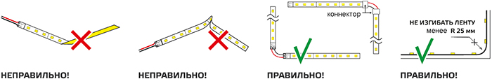 led лента Gauss Basic (12 В, IP20) - монтаж