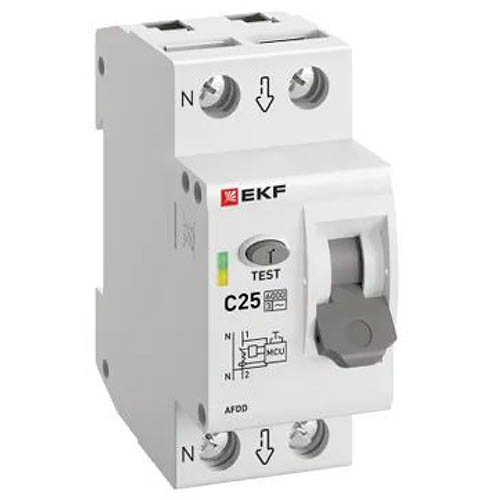 Устройство защиты от дугового пробоя (УЗДП) с автоматическим выключателем 1P+N 25А (C) 6кА EKF PROxi