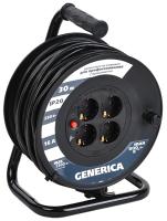 Удлинитель 4-мест 30м ПВС 3*1,5 черный катушка IP20 GENERICA (IEK) аналог9492631