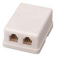 Рексант белый розетка RJ14 6(4) открытая 2-ая