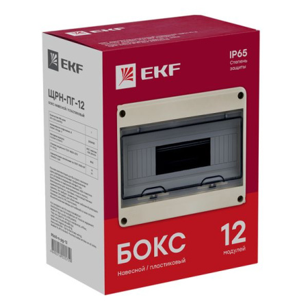 Бокс 12мод навесной серый прозрачная дверь IP65 ЩРН-ПГ EKF 